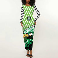 Custom Nigeria Football Long Sleeve Bodycon Dress The Super Eagles Rise