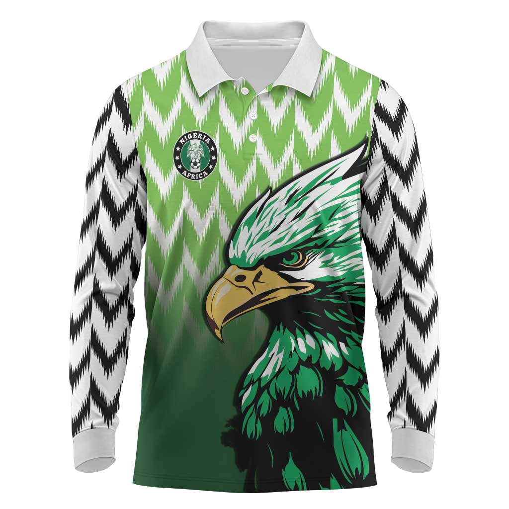 Custom Nigeria Football Long Sleeve Polo Shirt The Super Eagles Rise