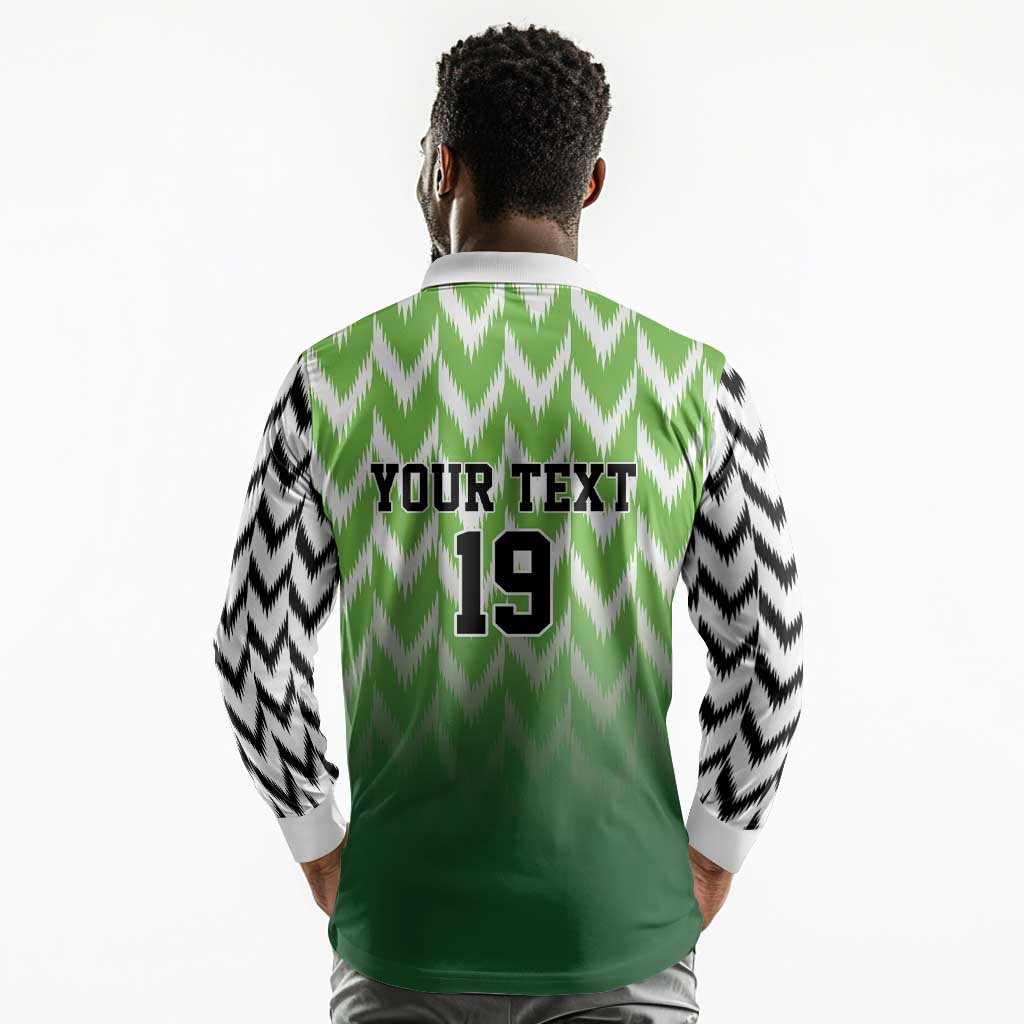 Custom Nigeria Football Long Sleeve Polo Shirt The Super Eagles Rise