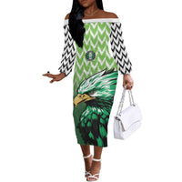 Custom Nigeria Football Off The Shoulder Long Sleeve Dress The Super Eagles Rise