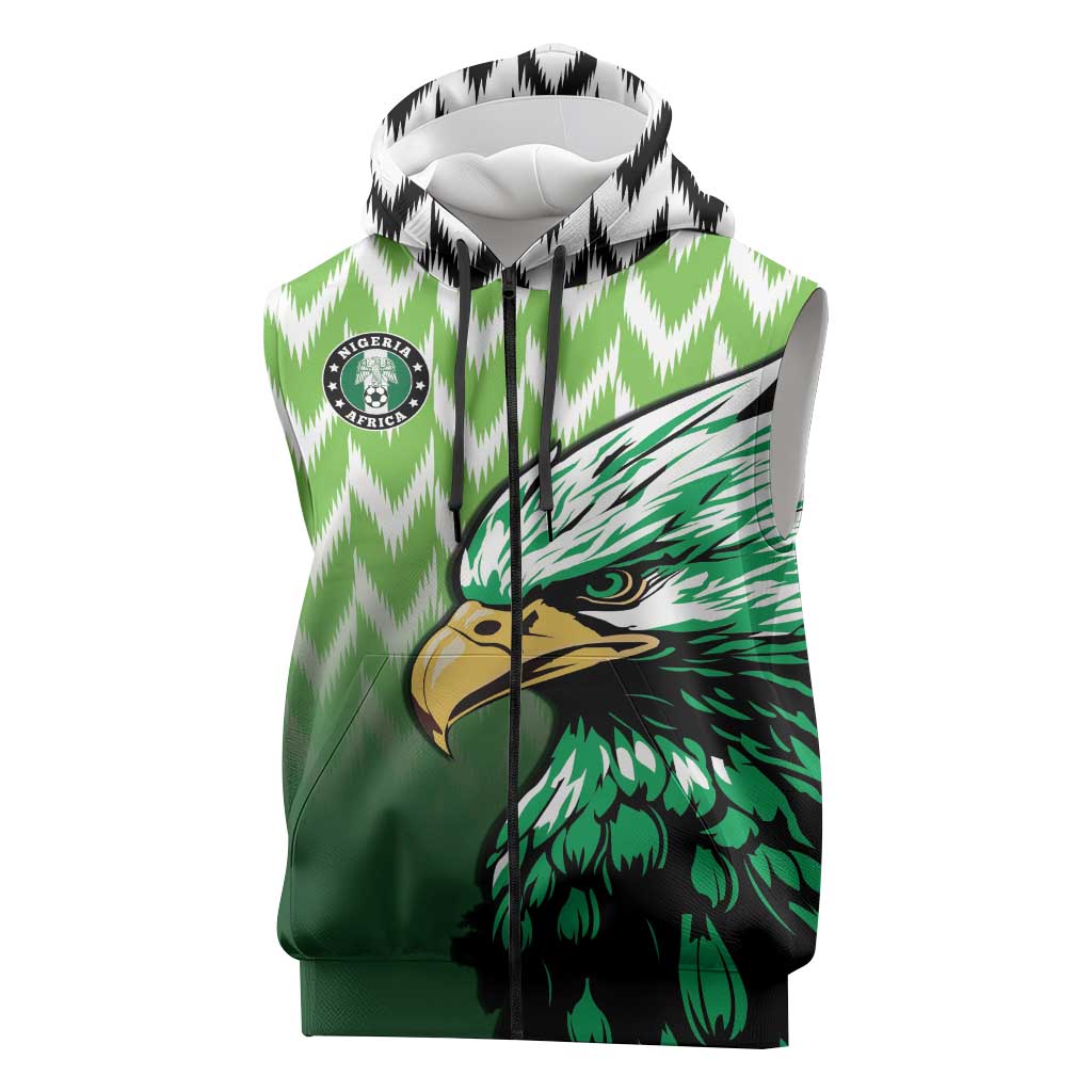Custom Nigeria Football Sleeveless Zip Hoodie The Super Eagles Rise
