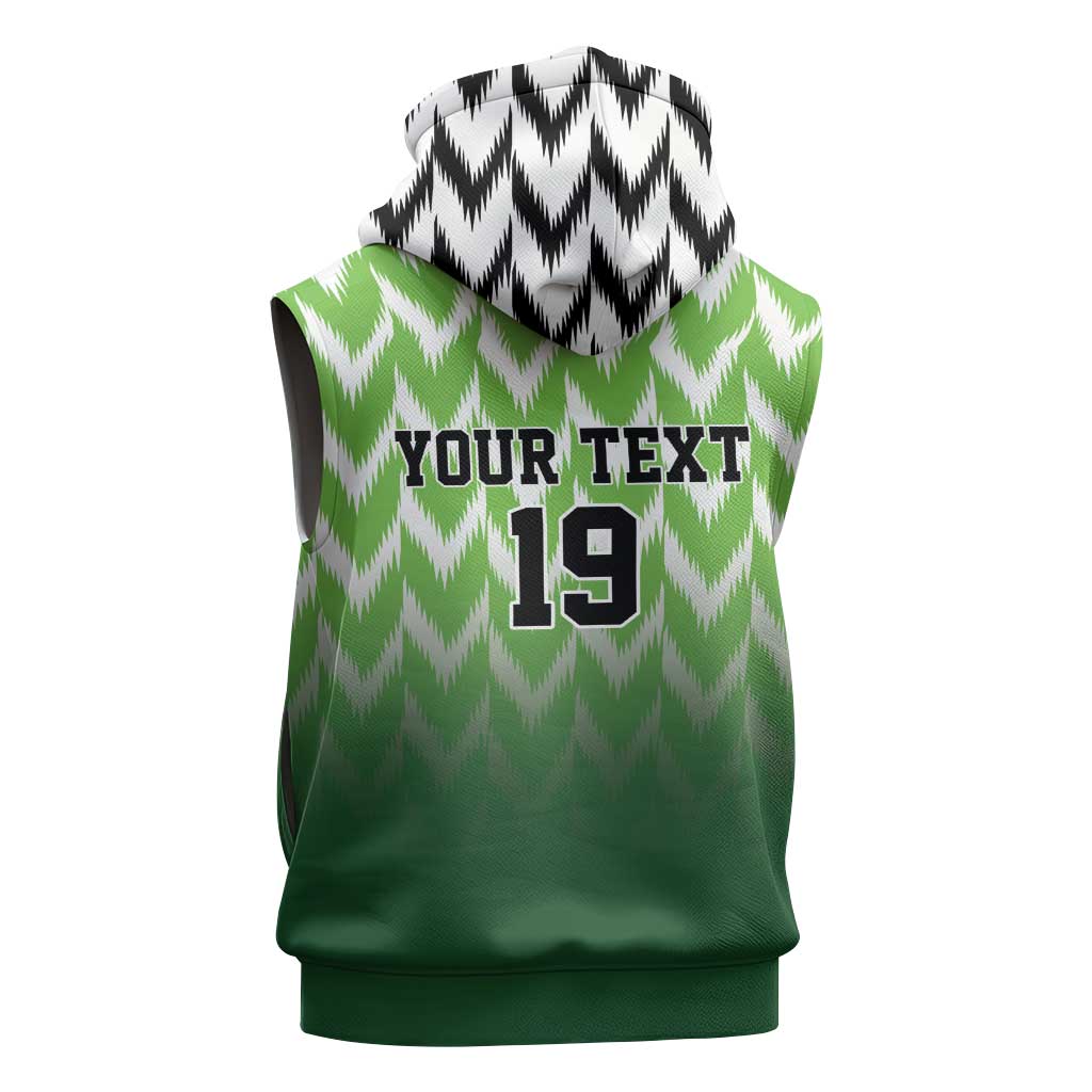 Custom Nigeria Football Sleeveless Zip Hoodie The Super Eagles Rise