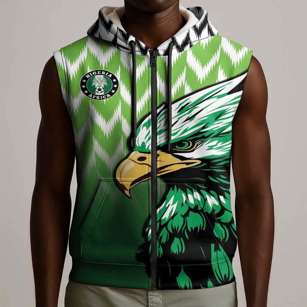 Custom Nigeria Football Sleeveless Zip Hoodie The Super Eagles Rise