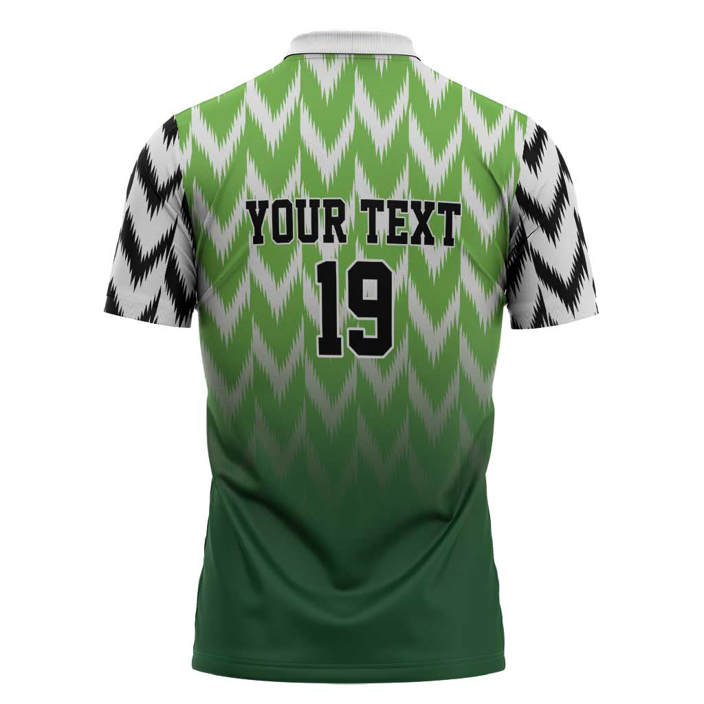 Custom Nigeria Football Zipper Polo Shirt The Super Eagles Rise