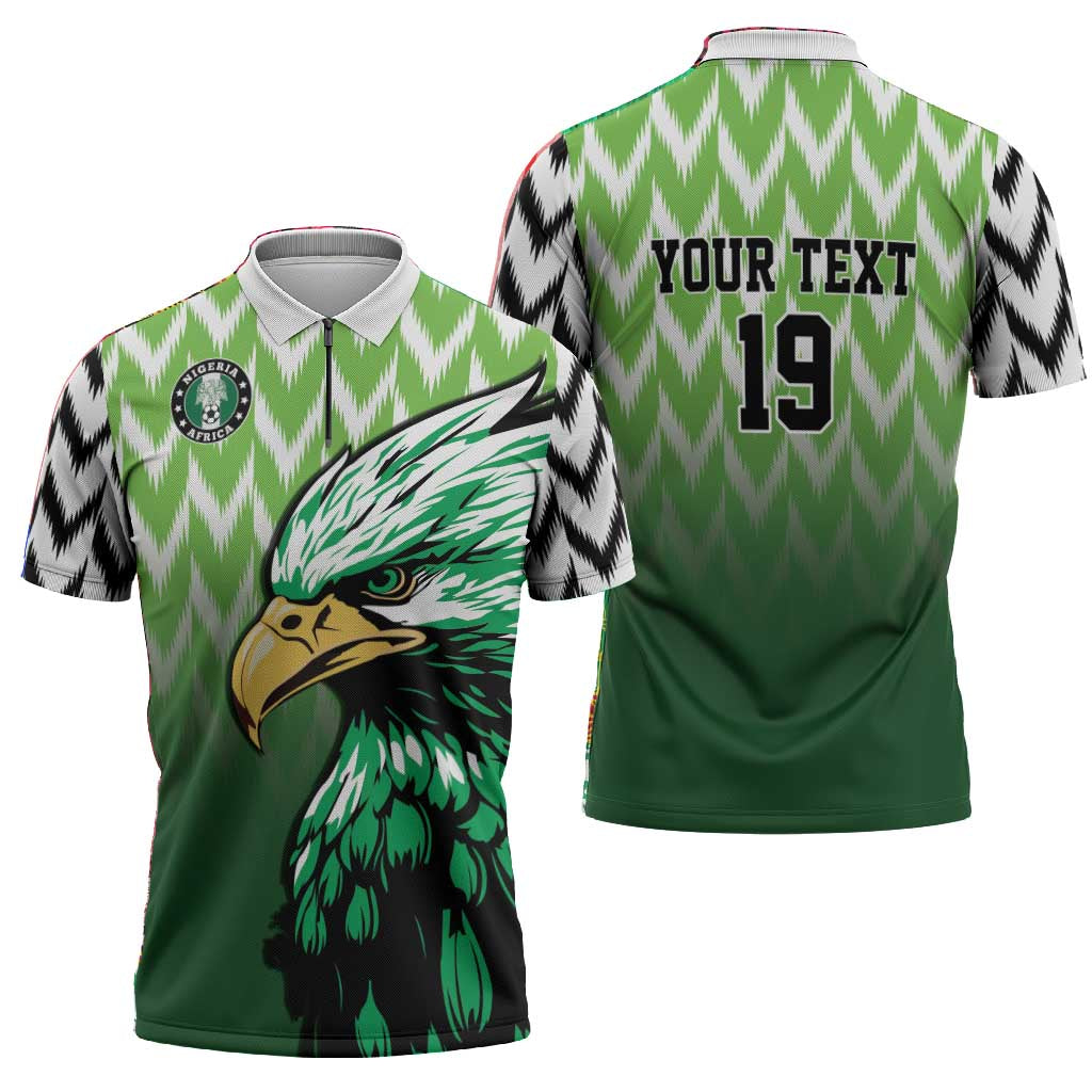 Custom Nigeria Football Zipper Polo Shirt The Super Eagles Rise