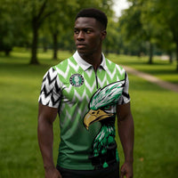 Custom Nigeria Football Zipper Polo Shirt The Super Eagles Rise