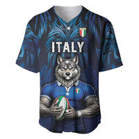 Custom Rugby Italy Baseball Jersey Azzurri Wolf Mascot Design