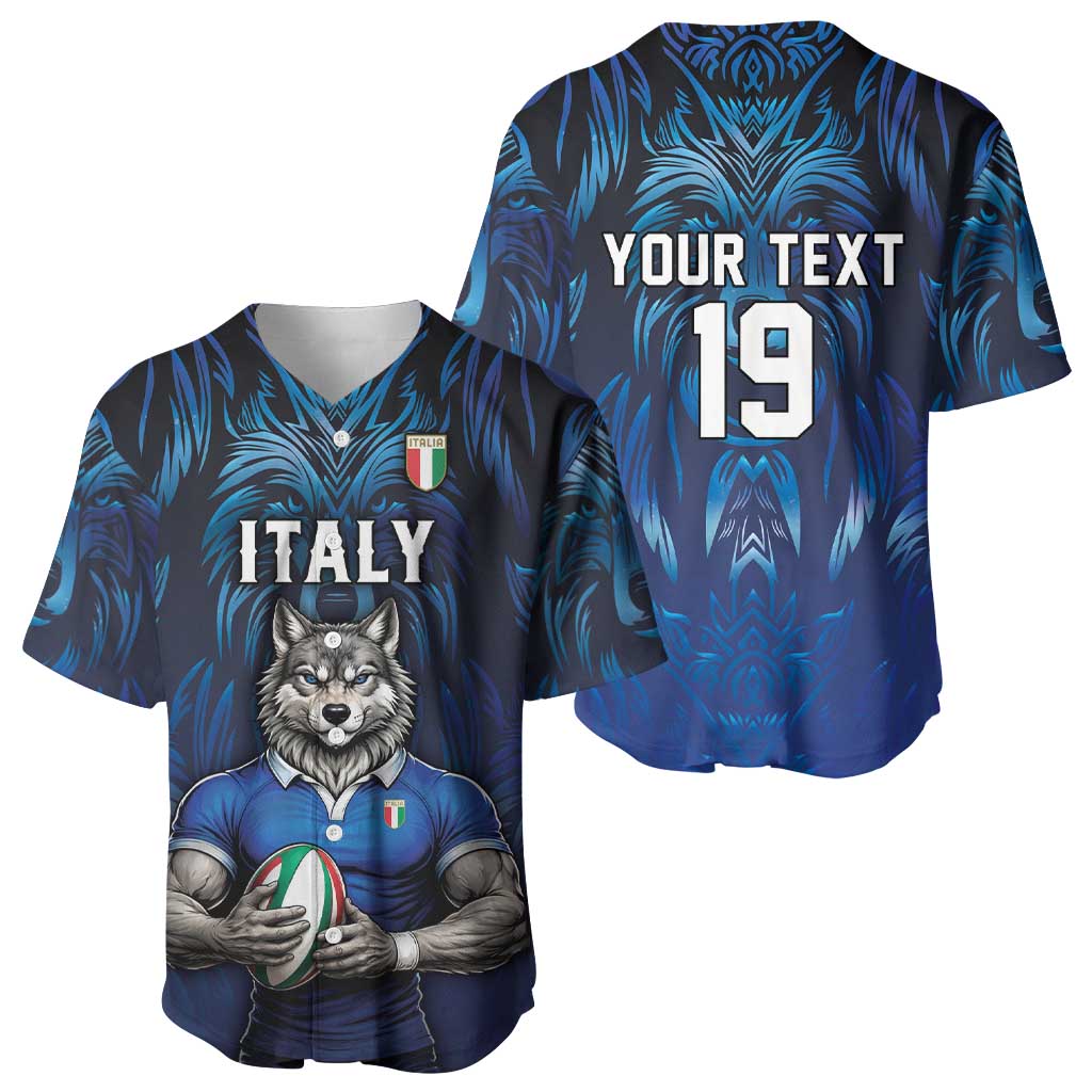 Custom Rugby Italy Baseball Jersey Azzurri Wolf Mascot Design