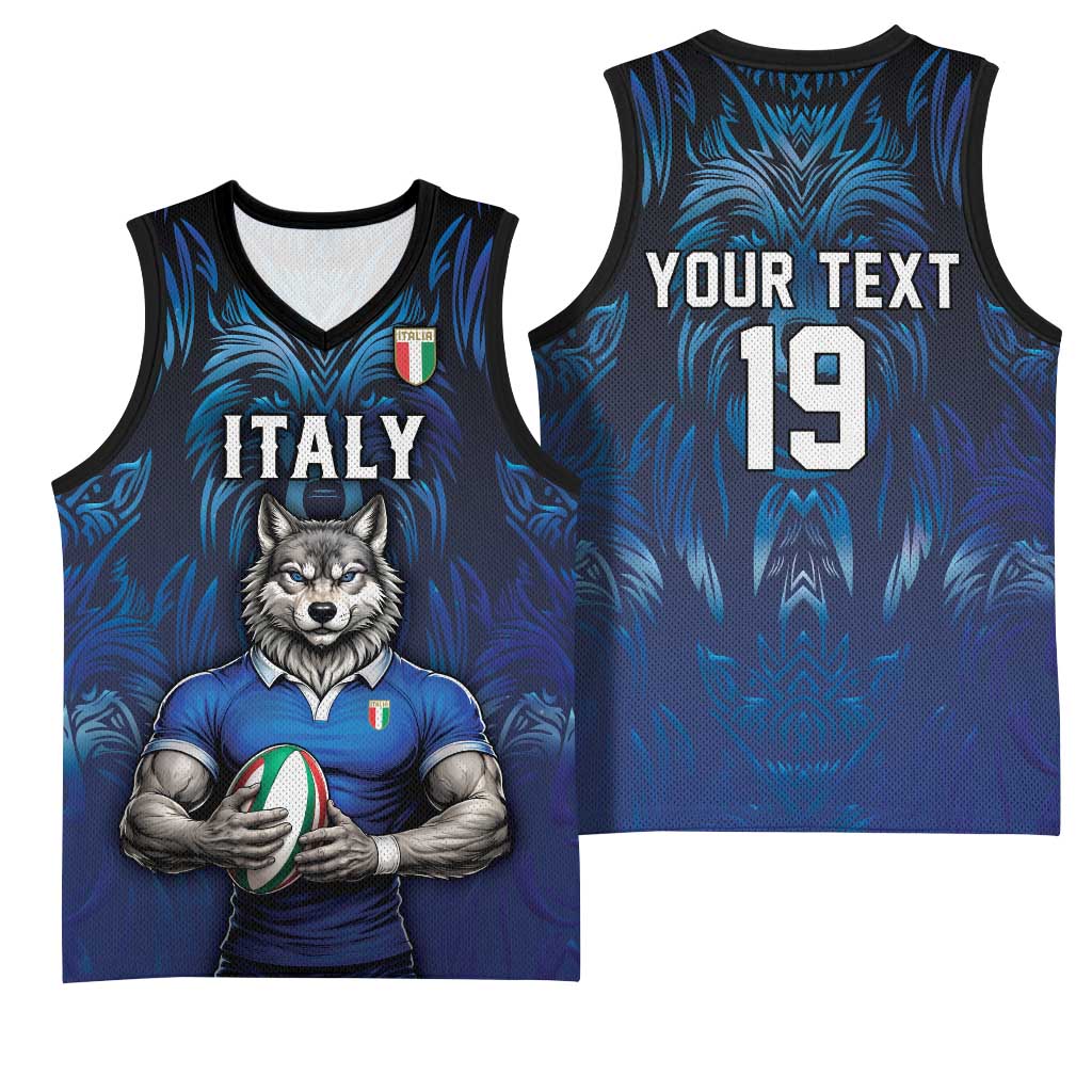 Custom Rugby Italy Basketball Jersey Azzurri Wolf Mascot Design