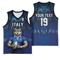 Custom Rugby Italy Basketball Jersey Azzurri Wolf Mascot Design