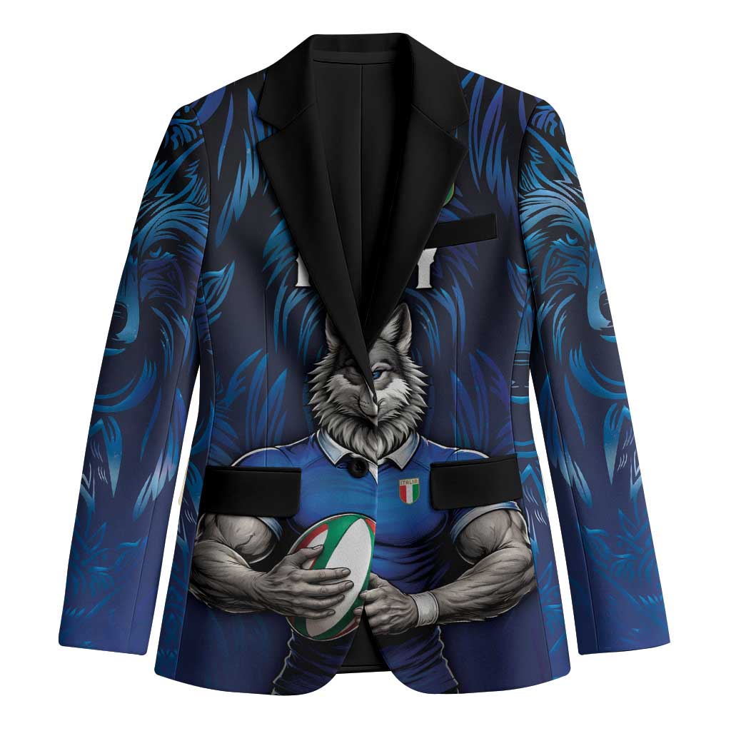 Custom Rugby Italy Blazer Azzurri Wolf Mascot Design