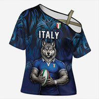 Custom Rugby Italy Cross Shoulder Shirt Azzurri Wolf Mascot Design