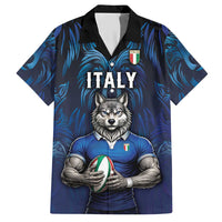 Custom Rugby Italy Hawaiian Shirt Azzurri Wolf Mascot Design