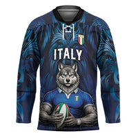 Custom Rugby Italy Hockey Jersey Azzurri Wolf Mascot Design
