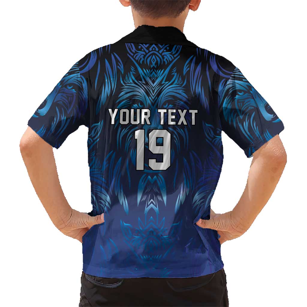 Custom Rugby Italy Kid Hawaiian Shirt Azzurri Wolf Mascot Design
