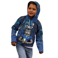 Custom Rugby Italy Kid Hoodie Azzurri Wolf Mascot Design