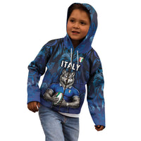 Custom Rugby Italy Kid Hoodie Azzurri Wolf Mascot Design