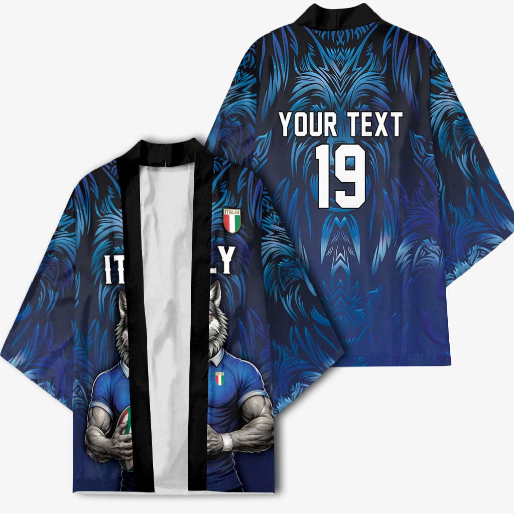 Custom Rugby Italy Kimono Azzurri Wolf Mascot Design