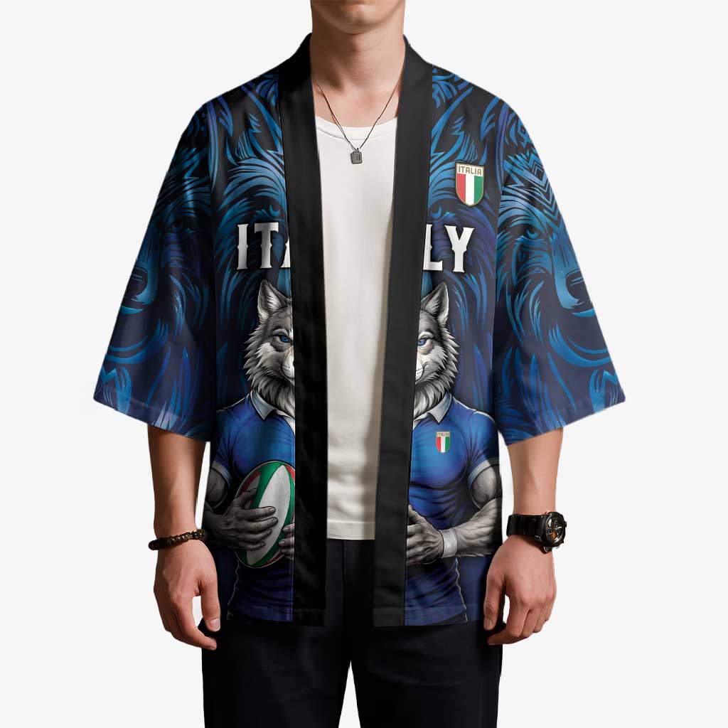 Custom Rugby Italy Kimono Azzurri Wolf Mascot Design
