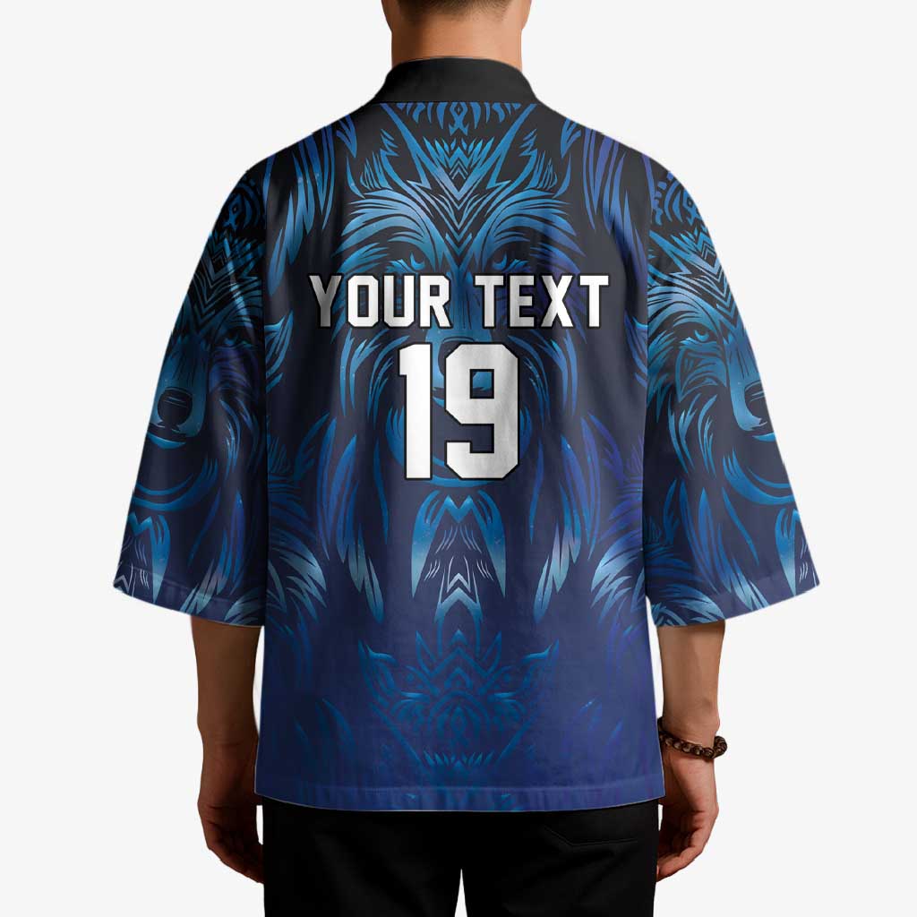 Custom Rugby Italy Kimono Azzurri Wolf Mascot Design