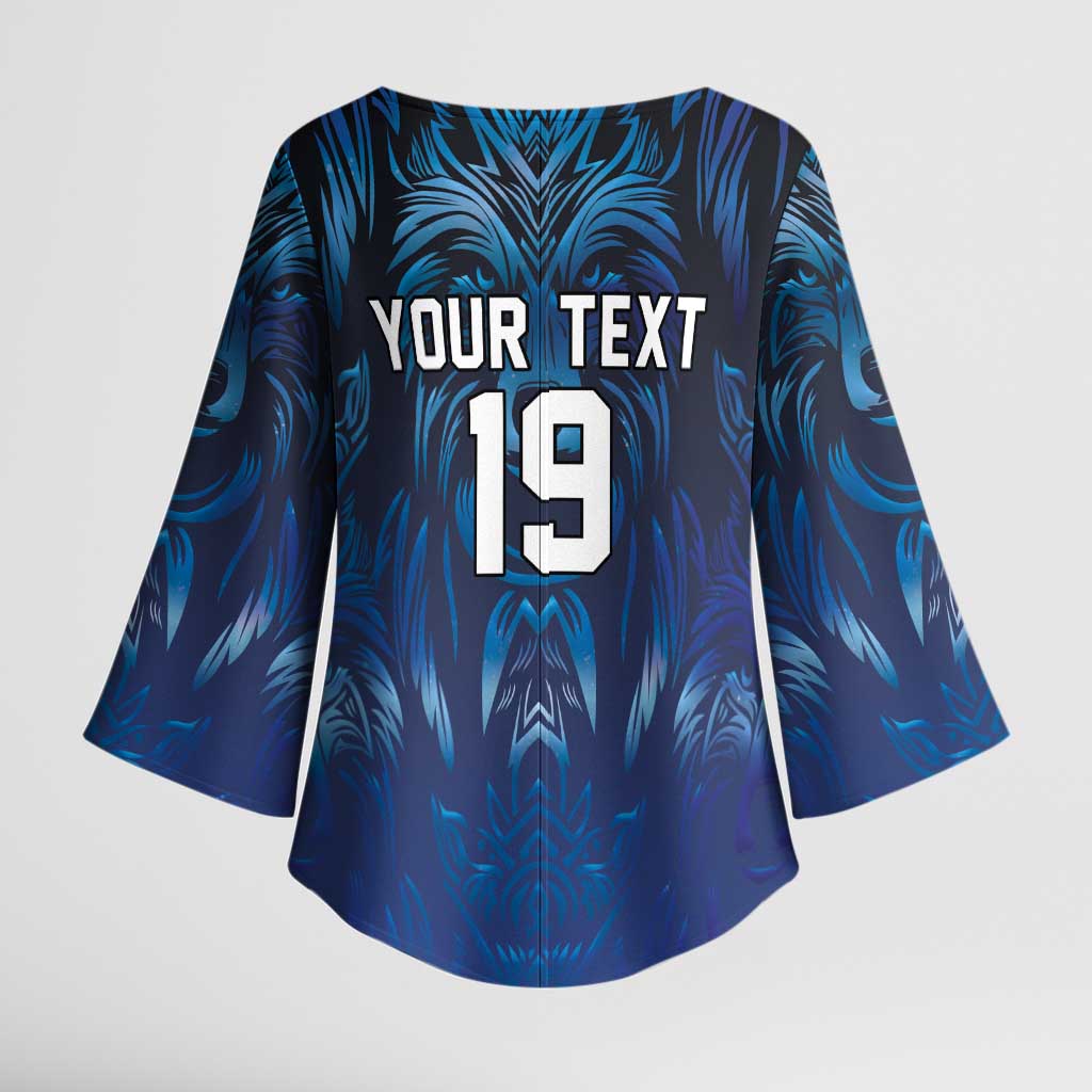 Custom Rugby Italy Kimono Sleeve Blouse Azzurri Wolf Mascot Design