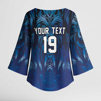 Custom Rugby Italy Kimono Sleeve Blouse Azzurri Wolf Mascot Design