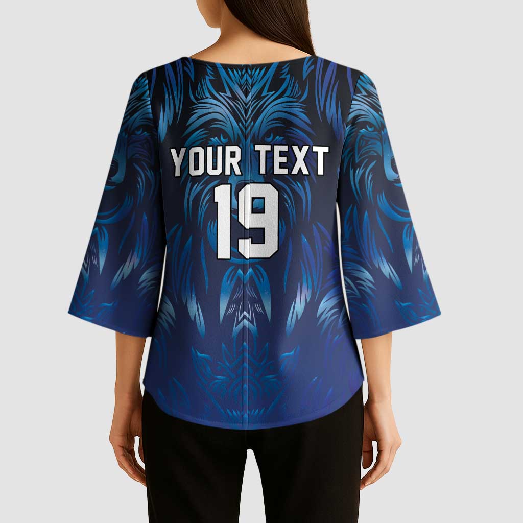 Custom Rugby Italy Kimono Sleeve Blouse Azzurri Wolf Mascot Design