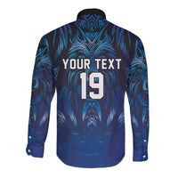 Custom Rugby Italy Long Sleeve Button Shirt Azzurri Wolf Mascot Design
