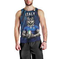 Custom Rugby Italy Men Tank Top Azzurri Wolf Mascot Design