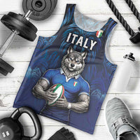 Custom Rugby Italy Men Tank Top Azzurri Wolf Mascot Design