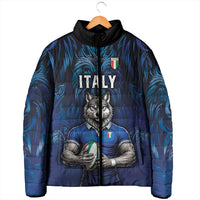 Custom Rugby Italy Padded Jacket Azzurri Wolf Mascot Design
