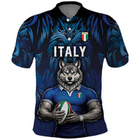 Custom Rugby Italy Polo Shirt Azzurri Wolf Mascot Design