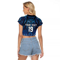 Custom Rugby Italy Raglan Cropped T Shirt Azzurri Wolf Mascot Design
