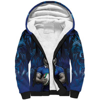 Custom Rugby Italy Sherpa Hoodie Azzurri Wolf Mascot Design