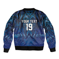 Custom Rugby Italy Sleeve Zip Bomber Jacket Azzurri Wolf Mascot Design
