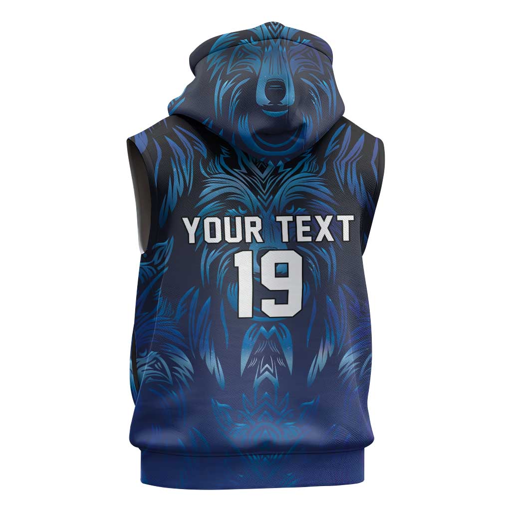Custom Rugby Italy Sleeveless Hoodie Azzurri Wolf Mascot Design