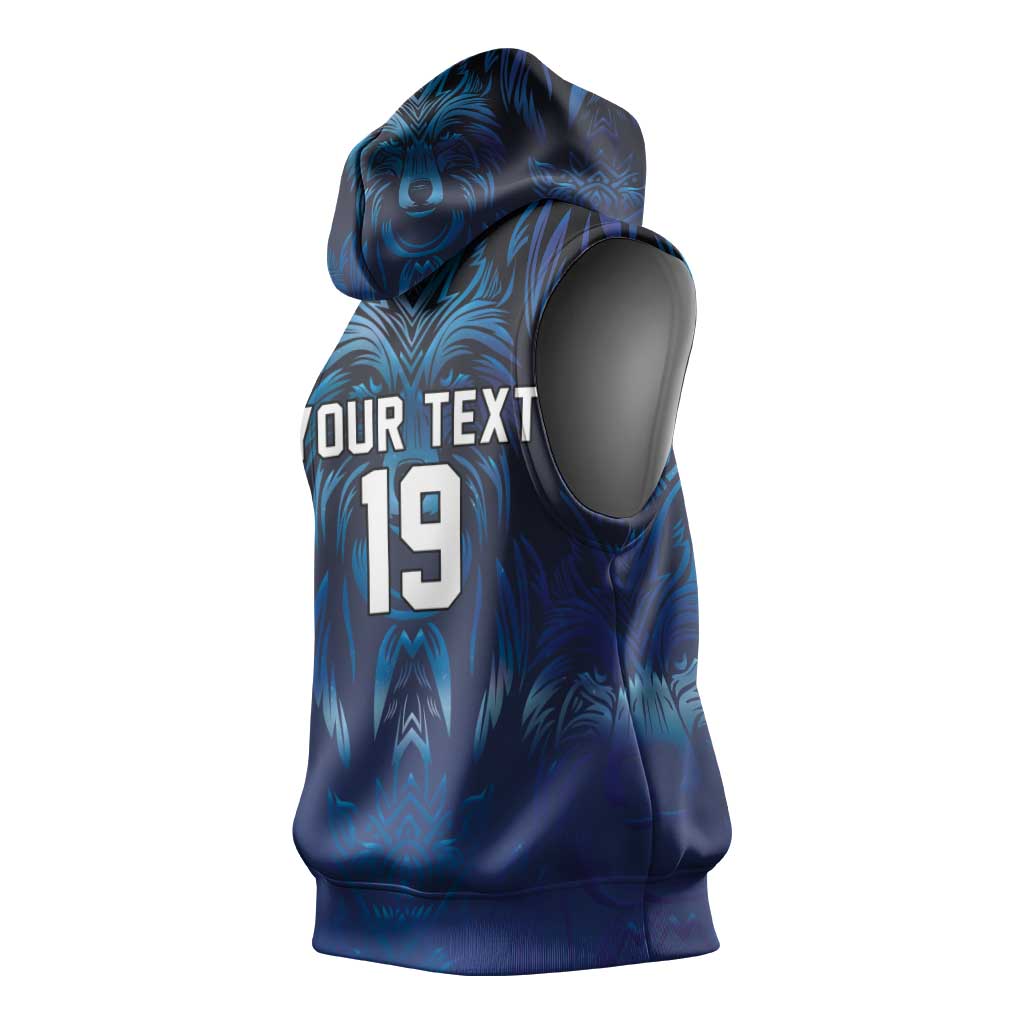 Custom Rugby Italy Sleeveless Hoodie Azzurri Wolf Mascot Design