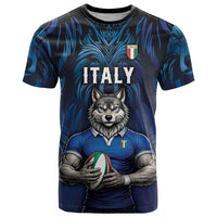 Custom Rugby Italy T Shirt Azzurri Wolf Mascot Design