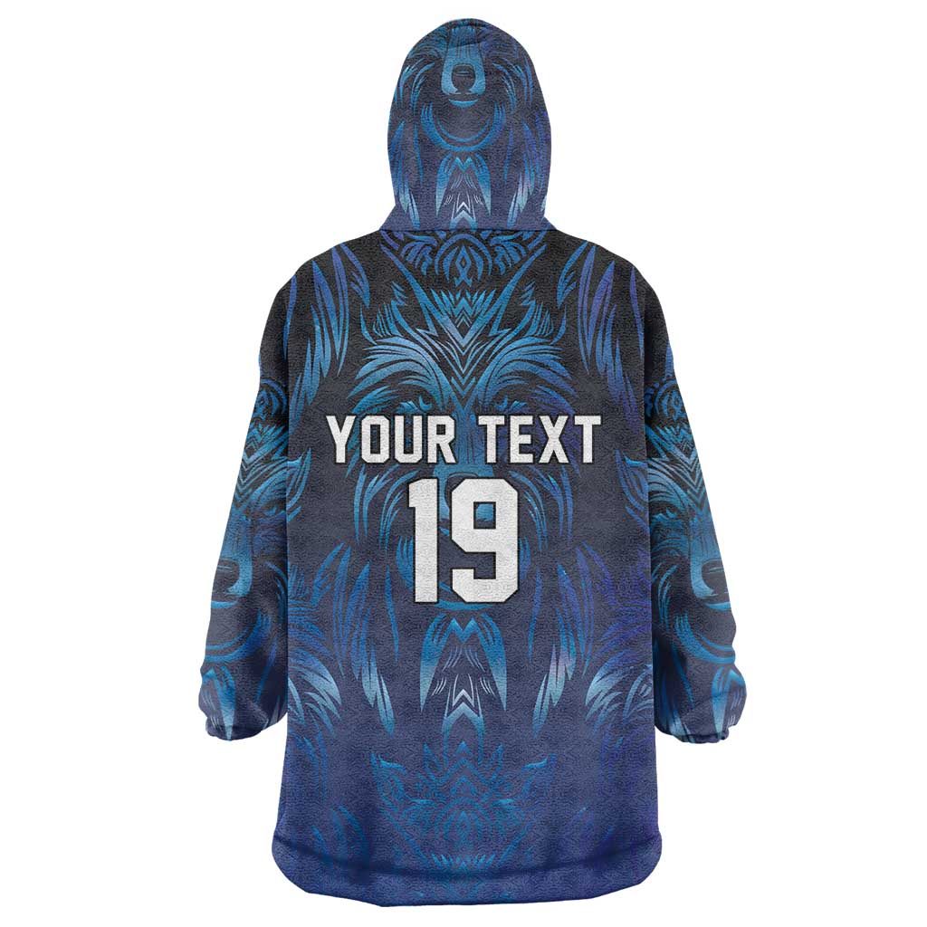 Custom Rugby Italy Wearable Blanket Hoodie Azzurri Wolf Mascot Design