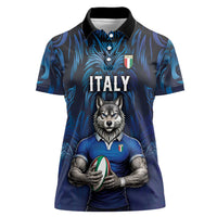 Custom Rugby Italy Women Polo Shirt Azzurri Wolf Mascot Design