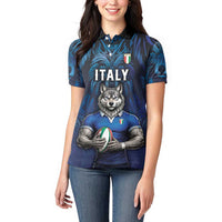 Custom Rugby Italy Women Polo Shirt Azzurri Wolf Mascot Design