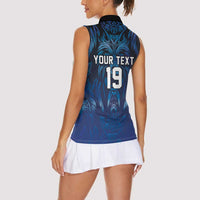 Custom Rugby Italy Women Sleeveless Polo Shirt Azzurri Wolf Mascot Design