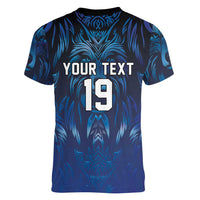 Custom Rugby Italy Women V-Neck T-Shirt Azzurri Wolf Mascot Design