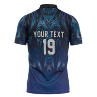Custom Rugby Italy Zipper Polo Shirt Azzurri Wolf Mascot Design