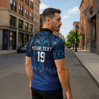 Custom Rugby Italy Zipper Polo Shirt Azzurri Wolf Mascot Design