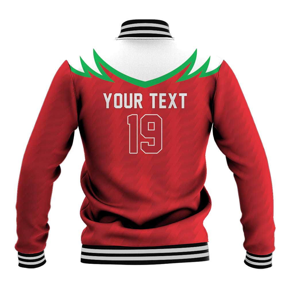 Custom Rugby Wales Baseball Jacket Y Ddraig Goch Mascot Design