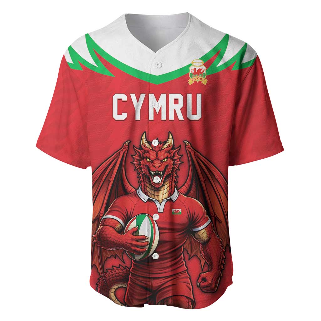 Custom Rugby Wales Baseball Jersey Y Ddraig Goch Mascot Design
