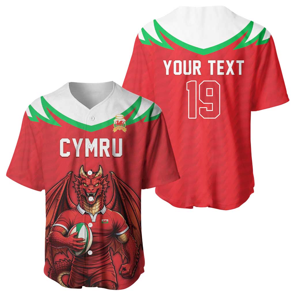 Custom Rugby Wales Baseball Jersey Y Ddraig Goch Mascot Design