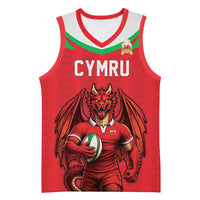 Custom Rugby Wales Basketball Jersey Y Ddraig Goch Mascot Design