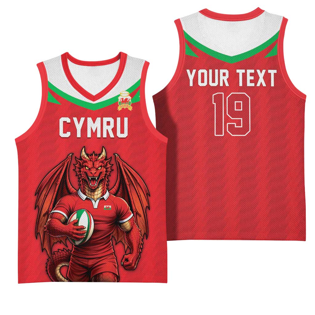 Custom Rugby Wales Basketball Jersey Y Ddraig Goch Mascot Design